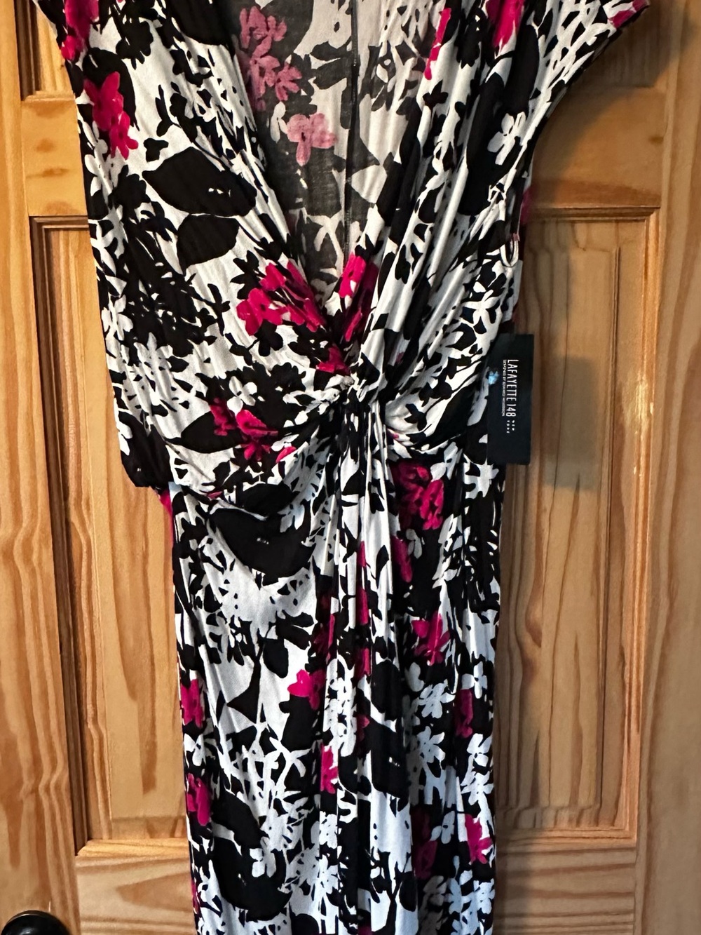 Lafayette 148 New York Black, White & Fuchsia Floral Dress